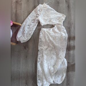 Hello Molly white cut out asymmetrical midi